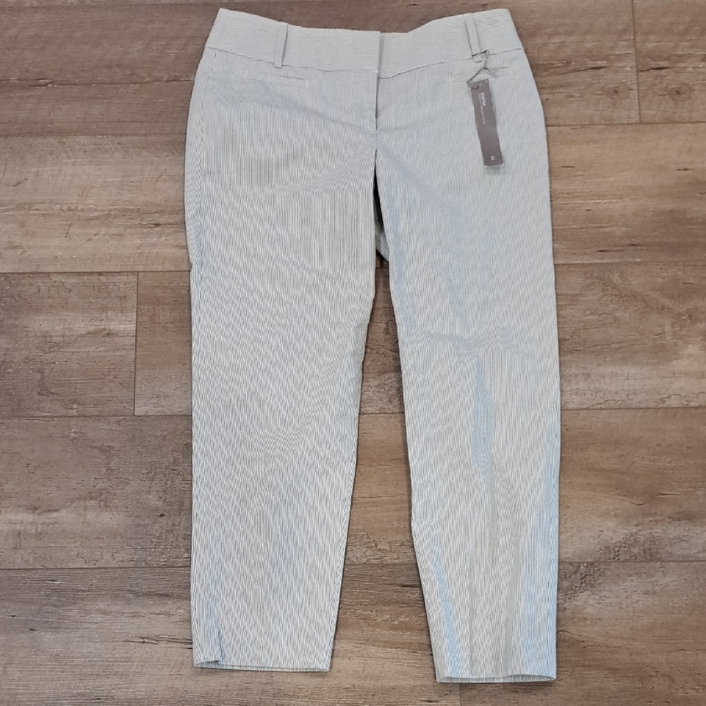 Ann Taylor Light Gray Striped Pants